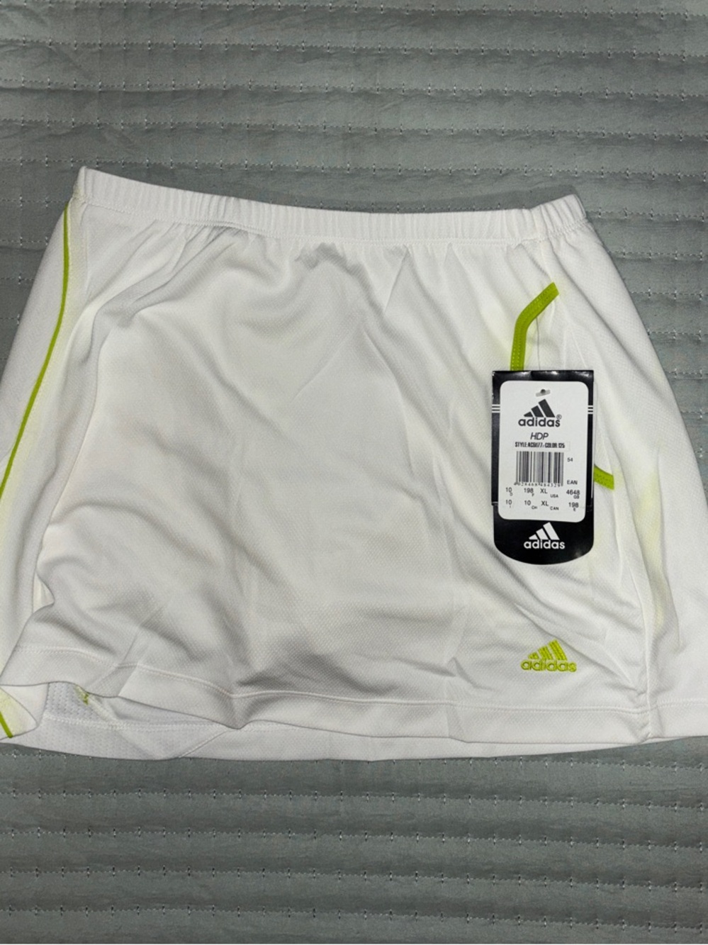 adidas NWT HDP Tennis Skort - White & Lime Green - X Large